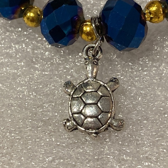 NWOT - Tropical Stretchy Mexican Silver & Gold Balls Dangle Charm Bracelet - Picture 13 of 14